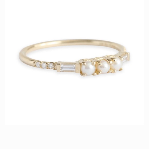 Pearl 14K Gold Vermeil Band Ring in Freshwater - Picture 5 of 6